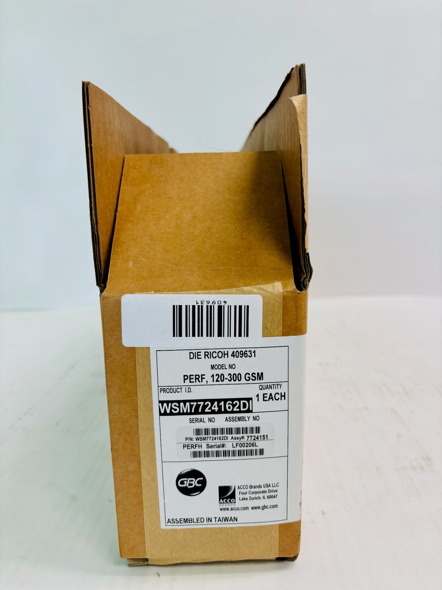 Open Genuine Ricoh/ GBC Die 4099631 , Perf 120-300 GSM, WSM7724162DI