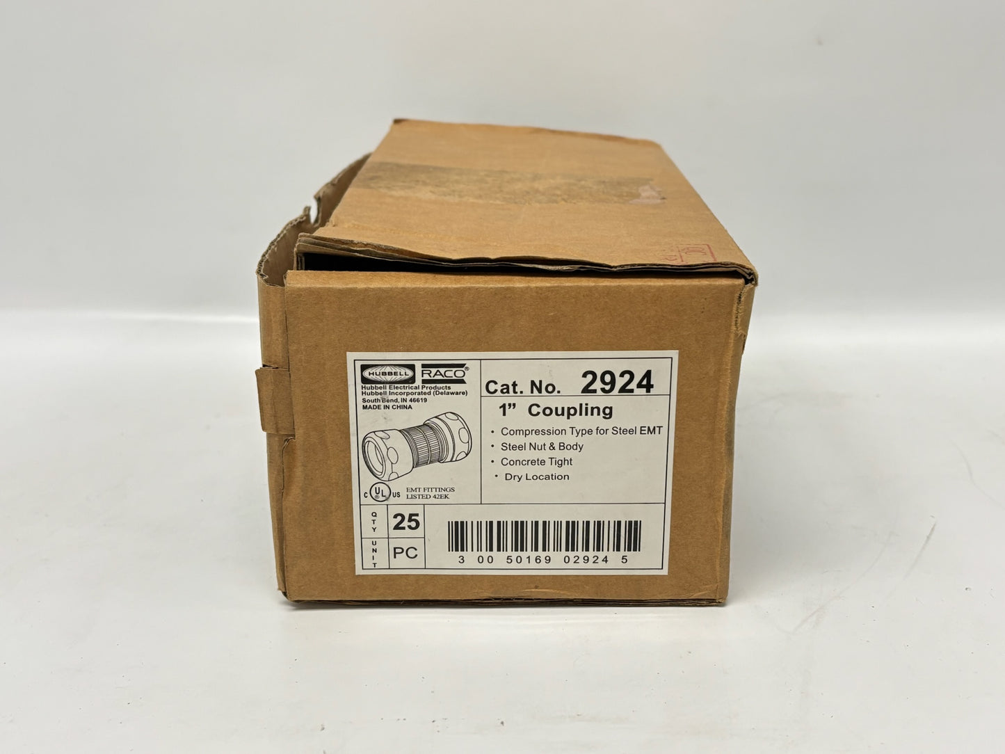 25 PK RACO 2924RT 1″ EMT Raintight Compression Coupling, Steel