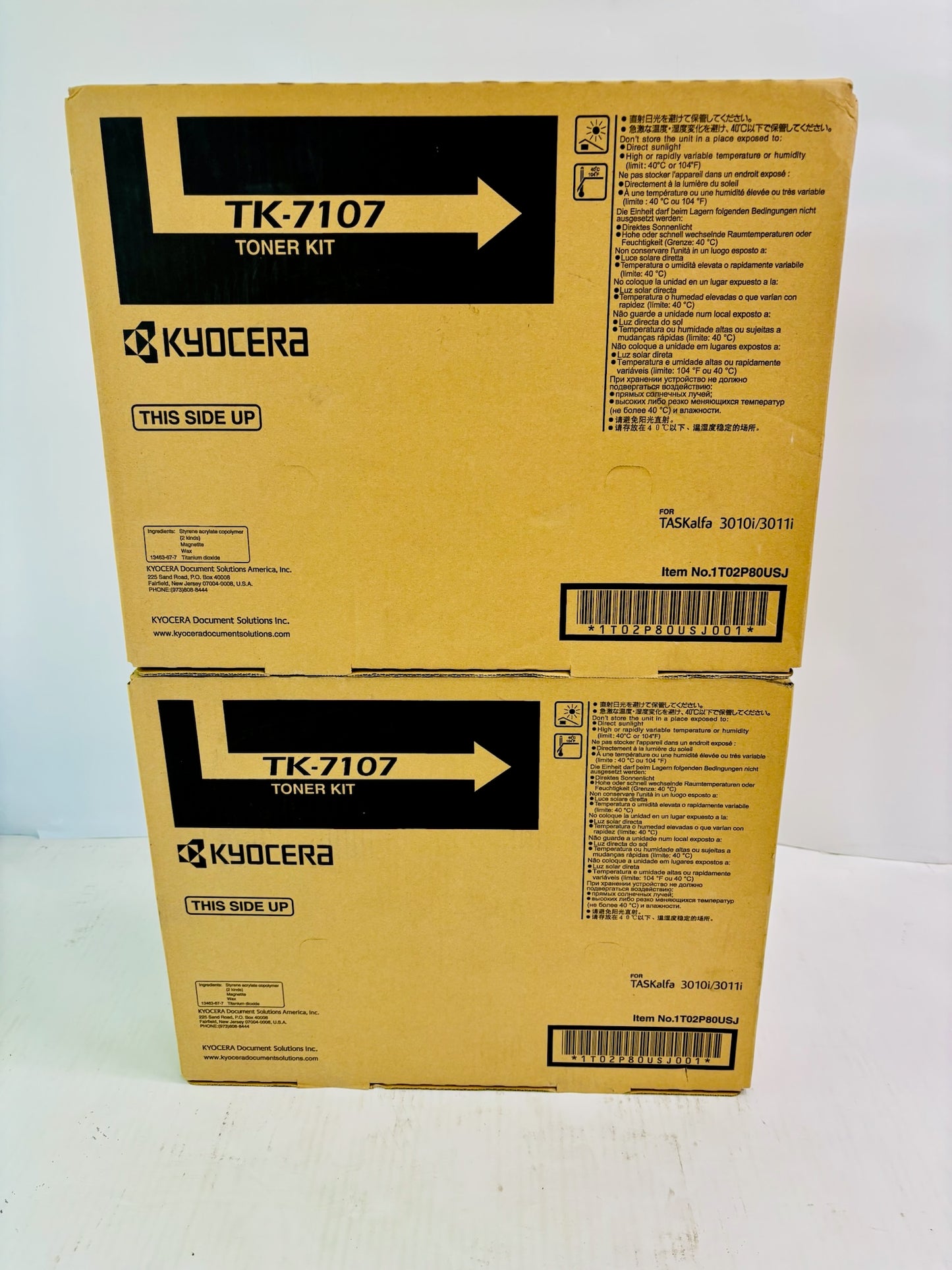 2 Genuine Kyocera TASKalfa 3010i Black Toner Cartridge Tk-7107, 1T02P80US0