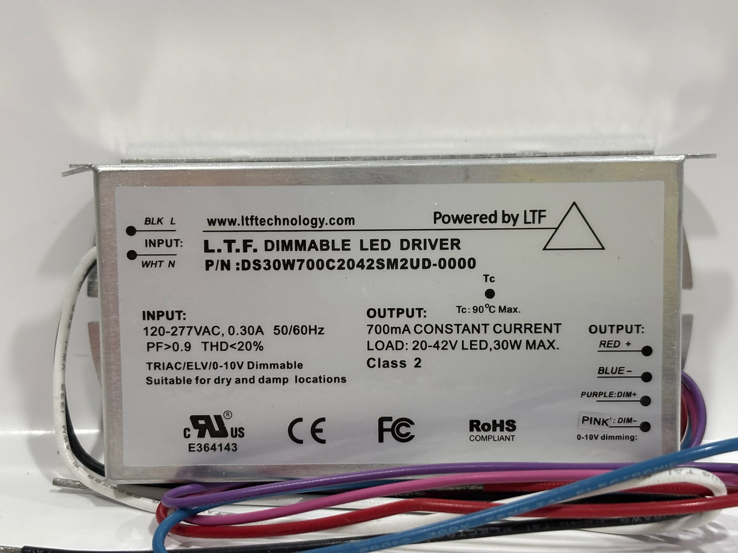 LTF DS30W700C2042SM2UD-0000 Class 2 Dimmable Led Driver 20‑42V