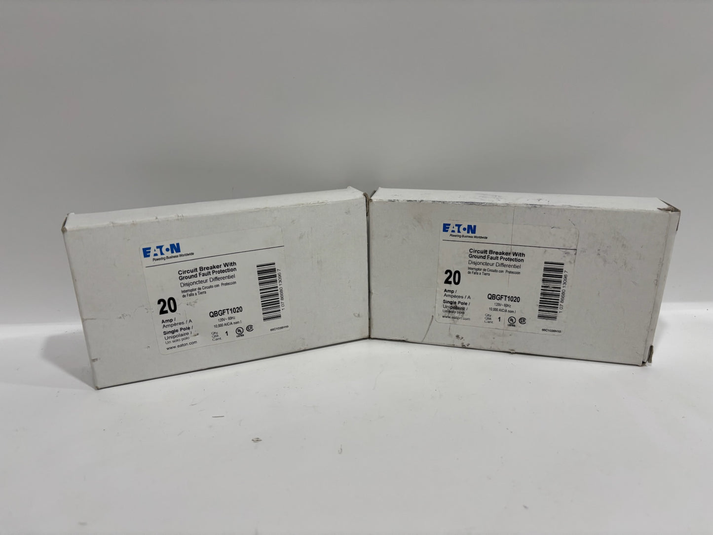 Used 2 PK Eaton QBGFT1020 Circuit Breaker With Ground Fault Protection