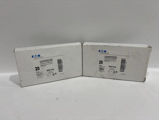 Used 2 PK Eaton QBGFT1020 Circuit Breaker With Ground Fault Protection