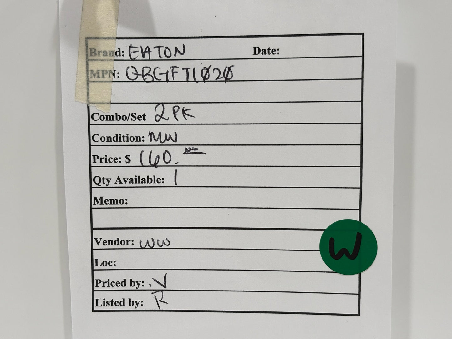 New 2 PK Eaton QBGFT1020 Circuit Breaker With Ground Fault Protection