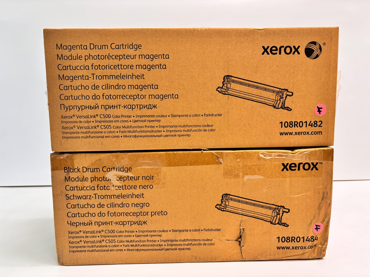 2 OEM Xerox VersaLink C500, C505 Magenta & Black Drum Units 108R01482, 108R01484