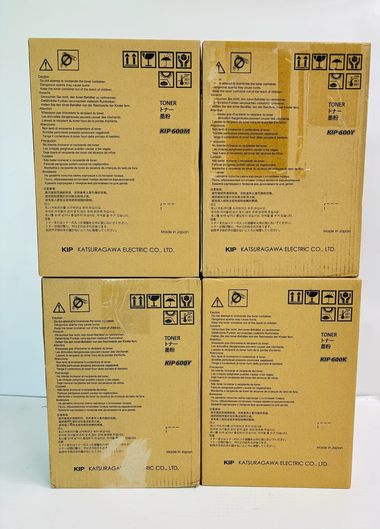 Lot Of 4 Genuine KIP 600 Series Magenta,Yellow, & Black Toner (8 Toner Bottles)