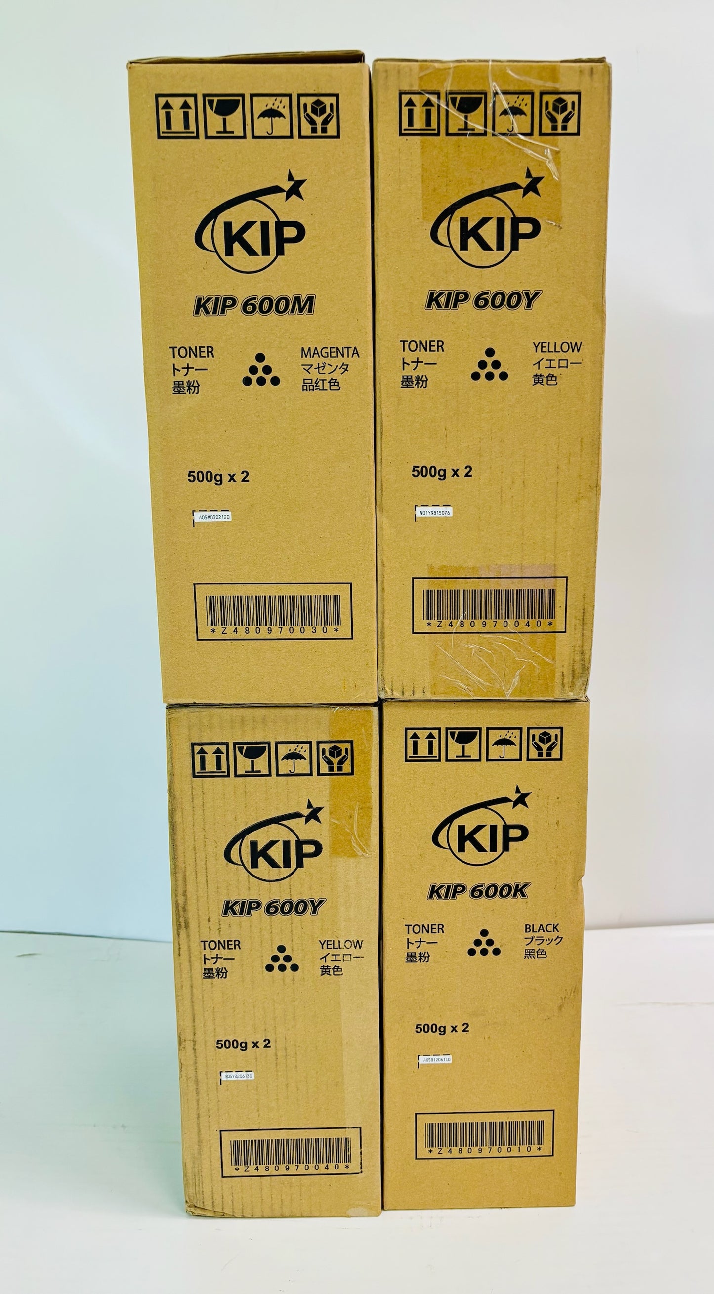 Lot Of 4 Genuine KIP 600 Series Magenta,Yellow, & Black Toner (8 Toner Bottles)
