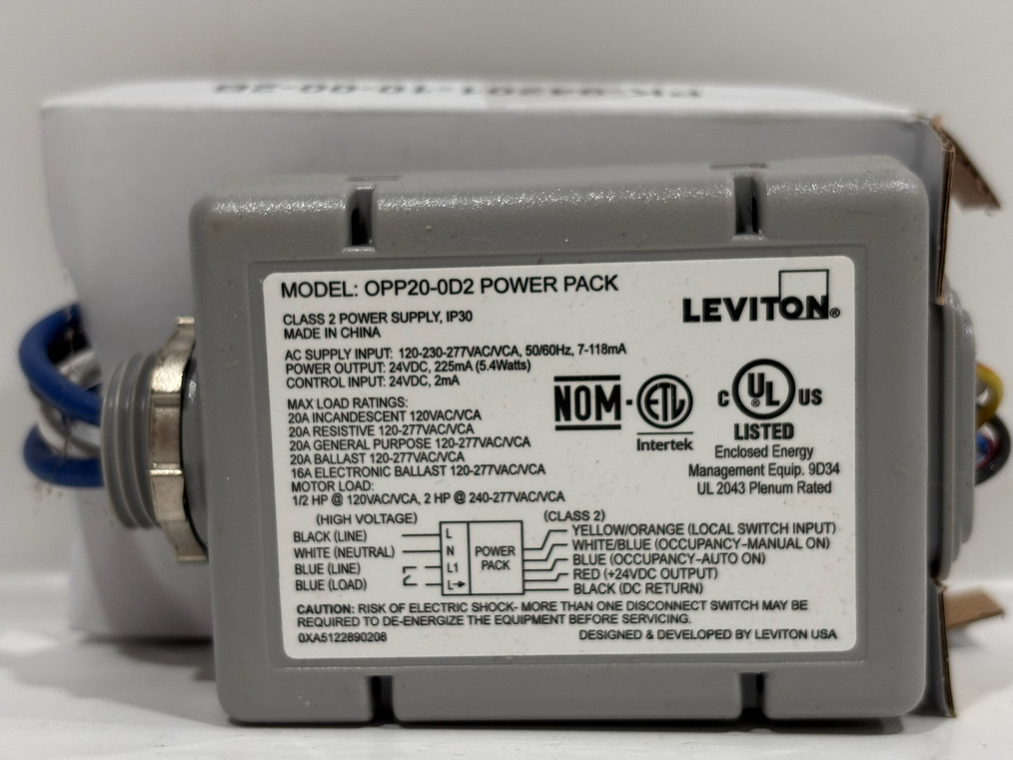 2 PK Leviton OPP20‑D2 20 A  Occupancy Power Pack for Occupancy Sensors