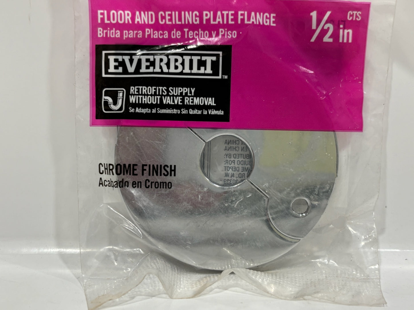 8 PK EVERBILT 1000-050-057 Floor And Ceiling Plate Flange Chrome Finish