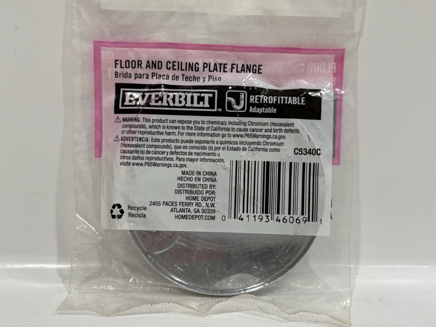 8 PK EVERBILT 1000-050-057 Floor And Ceiling Plate Flange Chrome Finish