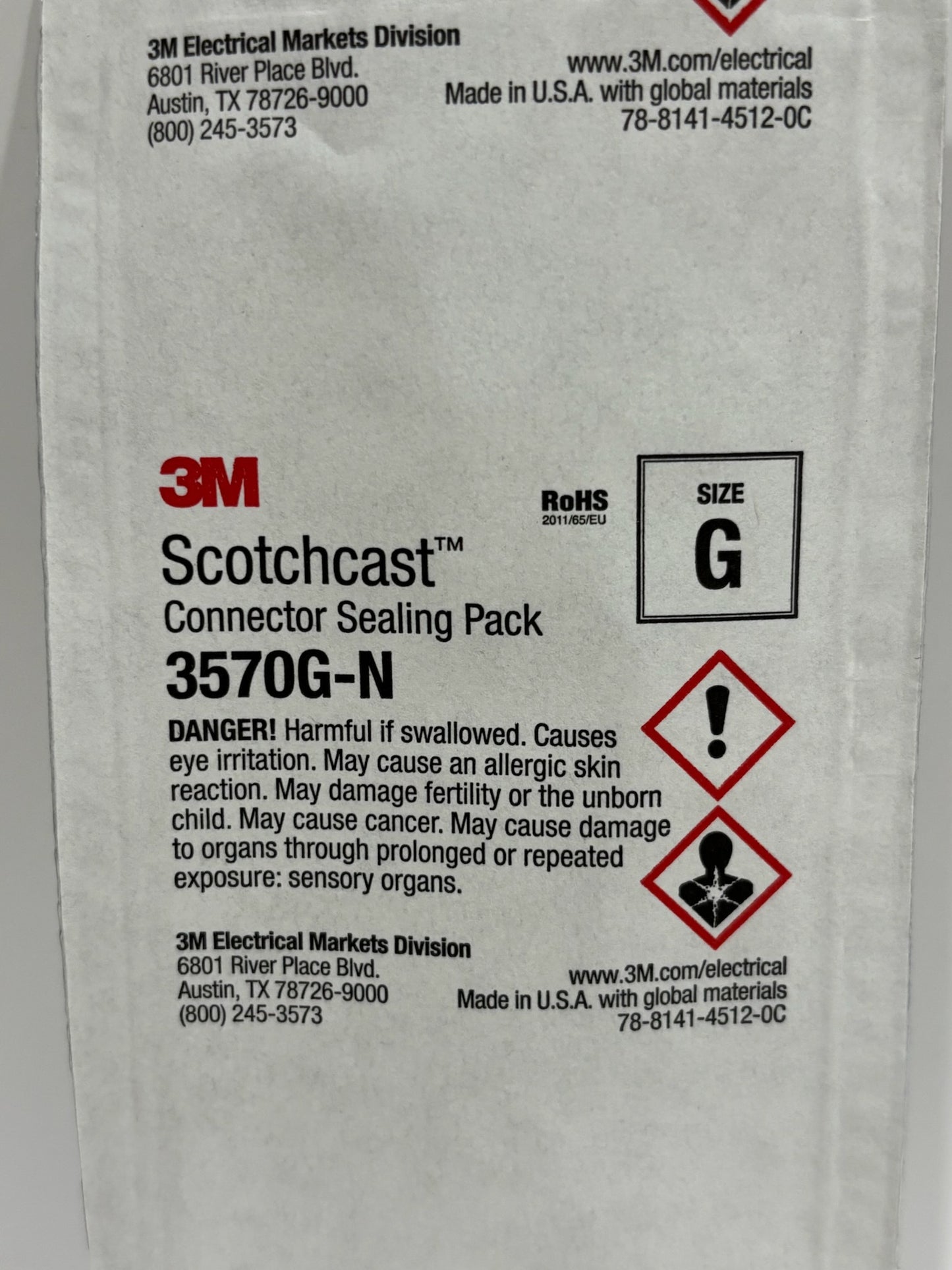 10 PK 3M  3570G‑N Scotchcast Connector Sealing Pack – 2‑Part Epoxy Resin