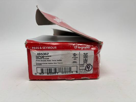 9 PC New Open Legrand IG5362 Isolated Ground Duplex Receptacle, 20A, 125V, Orange