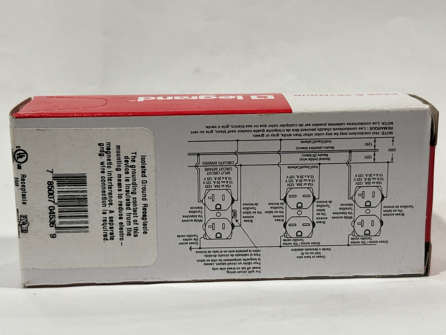 New Open 18 PC Legrand IG5362-RED Isolated Ground Duplex Receptacle, 20A, 125V
