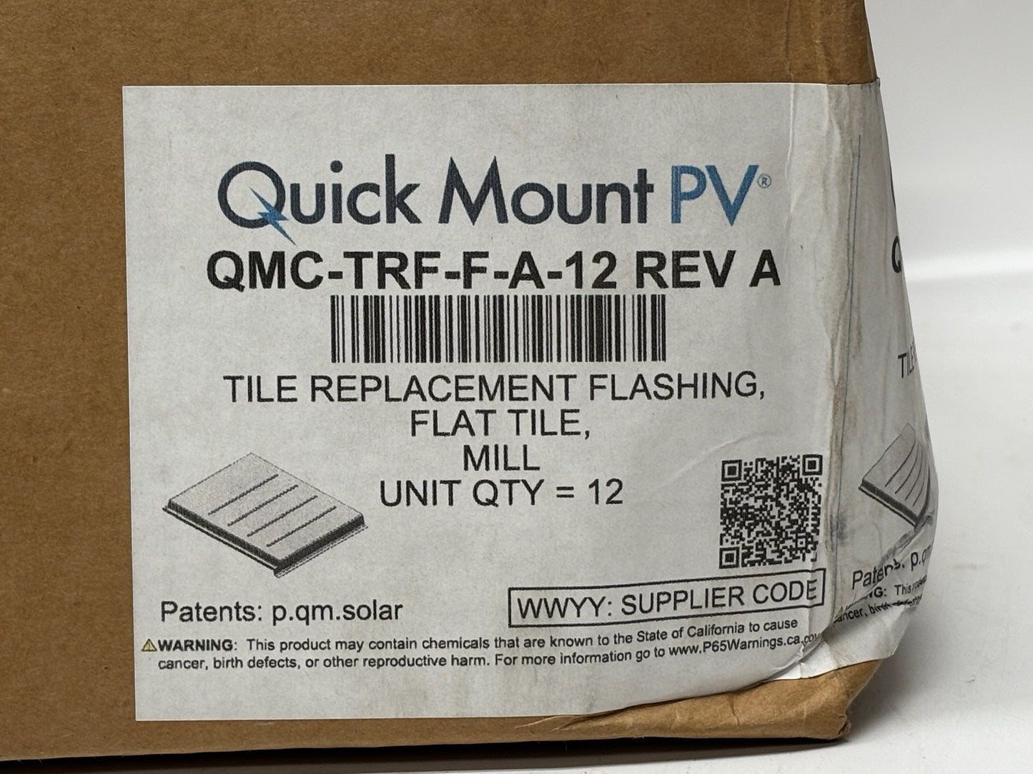 Quick Mount QMC‑TRF‑A‑12 Rev A Tile Replacement Flashing