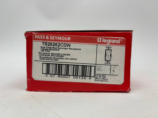 New 10 PK Legrand TR26262CDW Tamper-Resistant Duplex Receptacle, 15A, 125V, White
