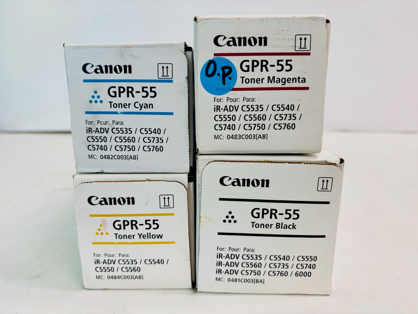 4 Open Genuine Canon iR. ADV. C5535i Cyan, Mag., Yellow & Blk Toner GPR-55, GPR55