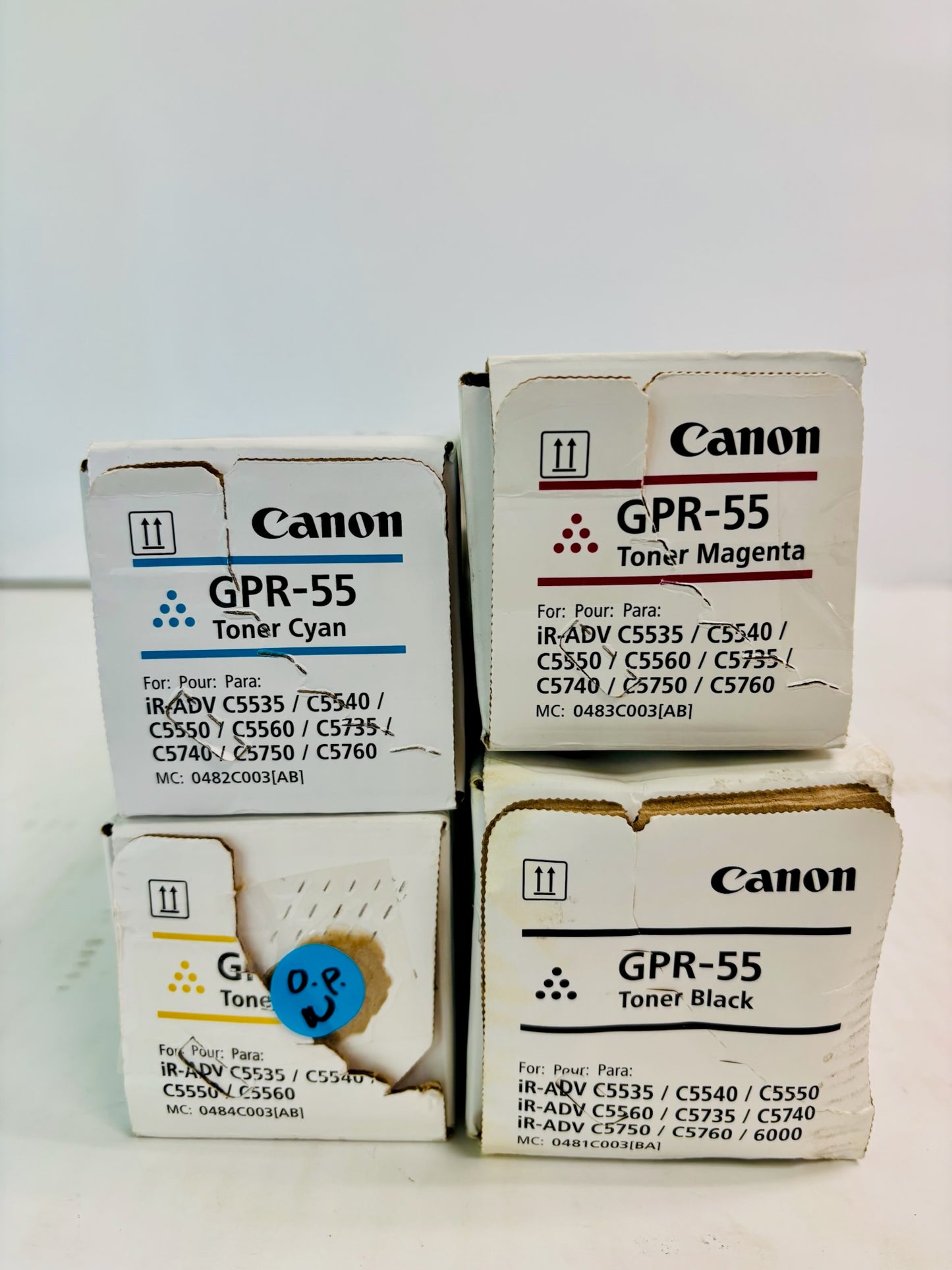 4 Open Genuine Canon iR. ADV. C5535i Cyan, Mag., Yellow & Blk Toner GPR-55, GPR55