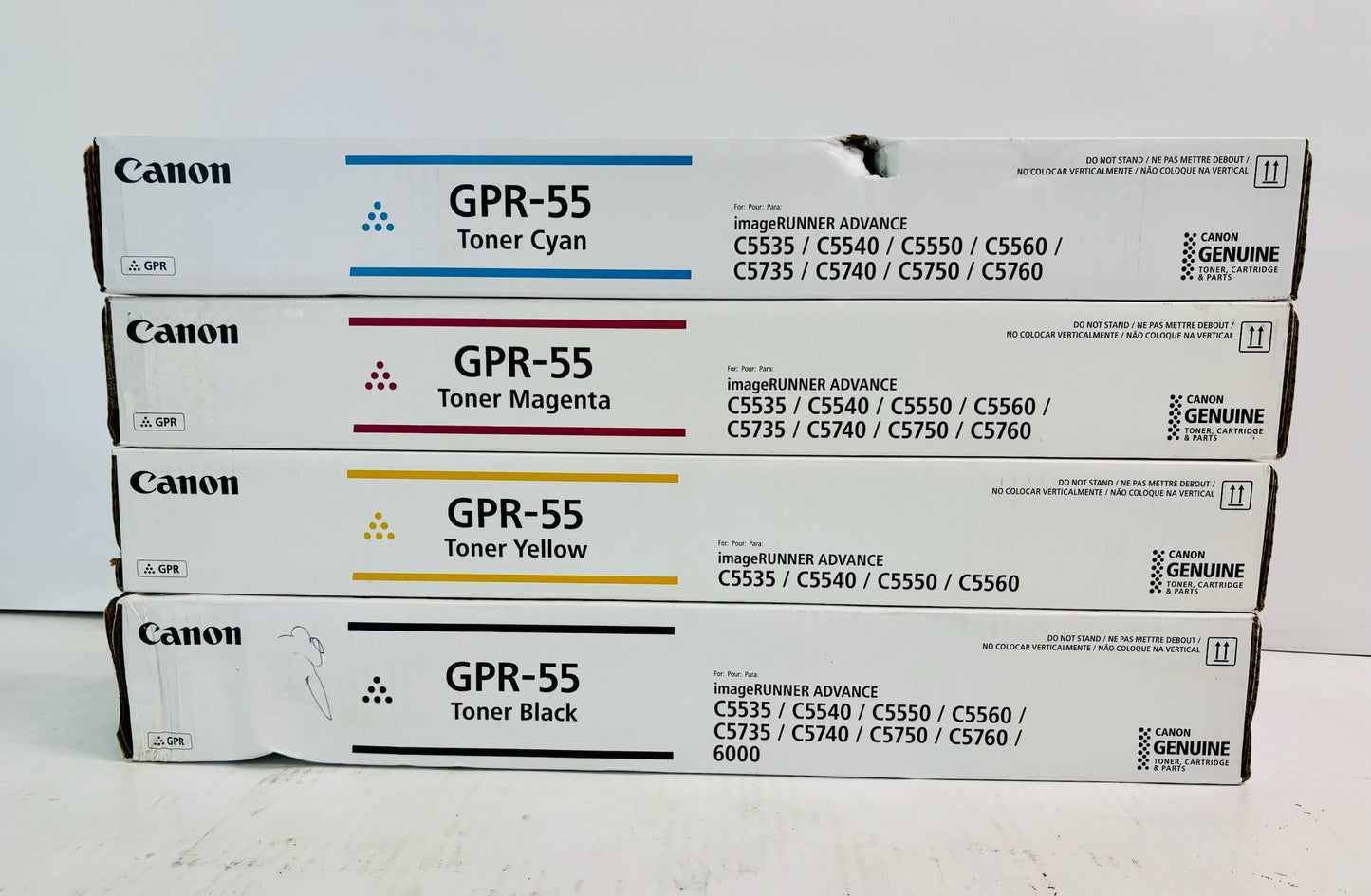 4 Open Genuine Canon iR. ADV. C5535i Cyan, Mag., Yellow & Blk Toner GPR-55, GPR55