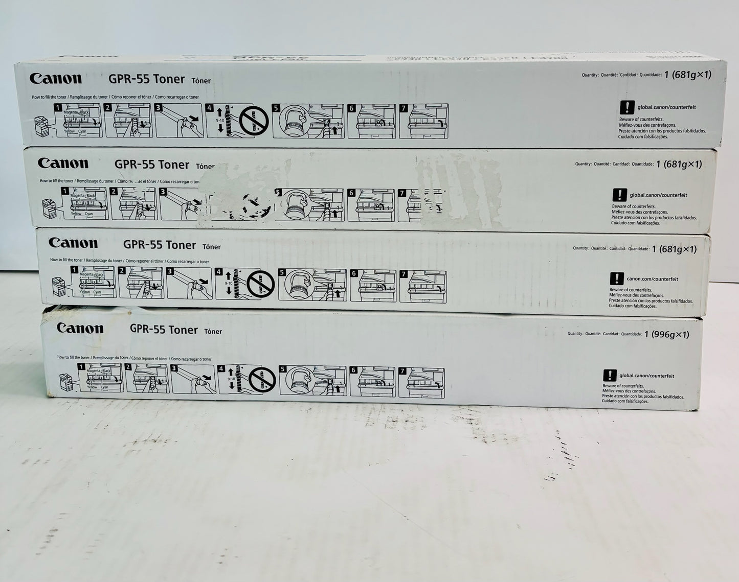 4 Open Genuine Canon iR. ADV. C5535i Cyan, Mag., Yellow & Blk Toner GPR-55, GPR55