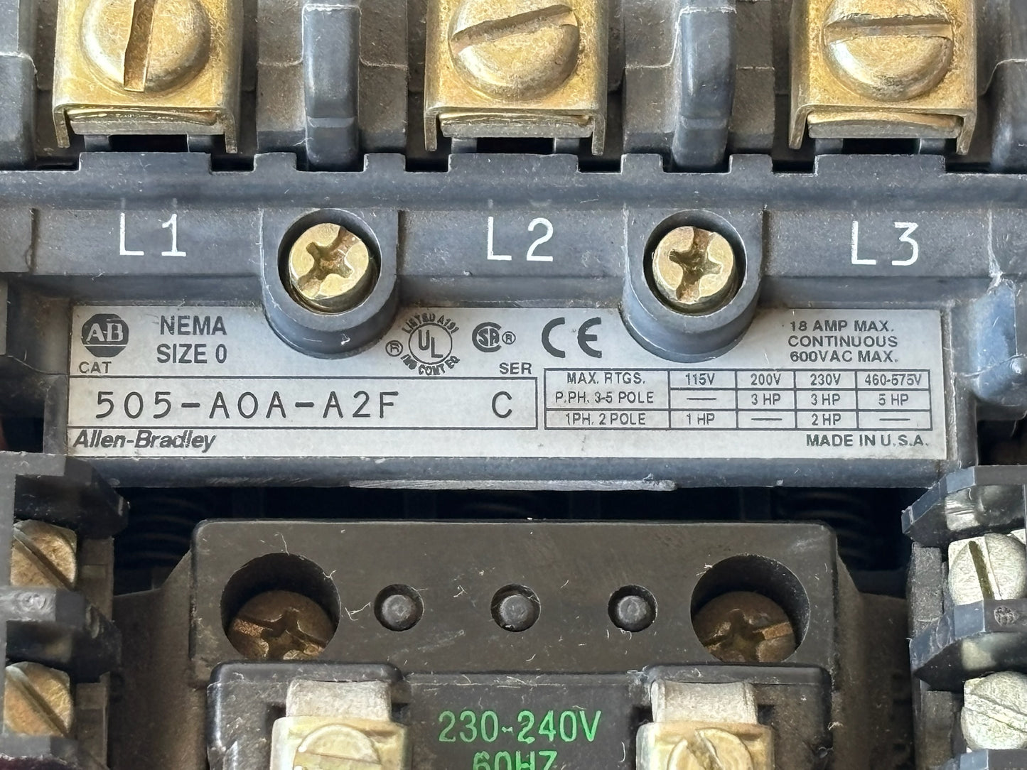 Allen-Bradley 505-A0A-A2F NEMA Size 0 Reversing Starter 3-Phase 115/120 V