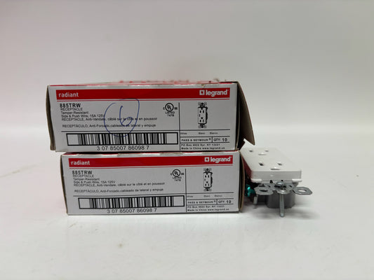New Open 21 PC Legrand 885TRW Tamper-Resistant, Receptacle- 15A, 125V,
