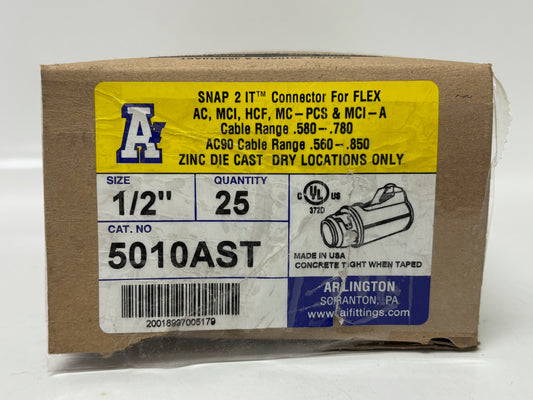 New 25 PC Arlington  5010AST SNAPIT Connector AC,MCI,HCF - 580/780 Zinc Die Cast