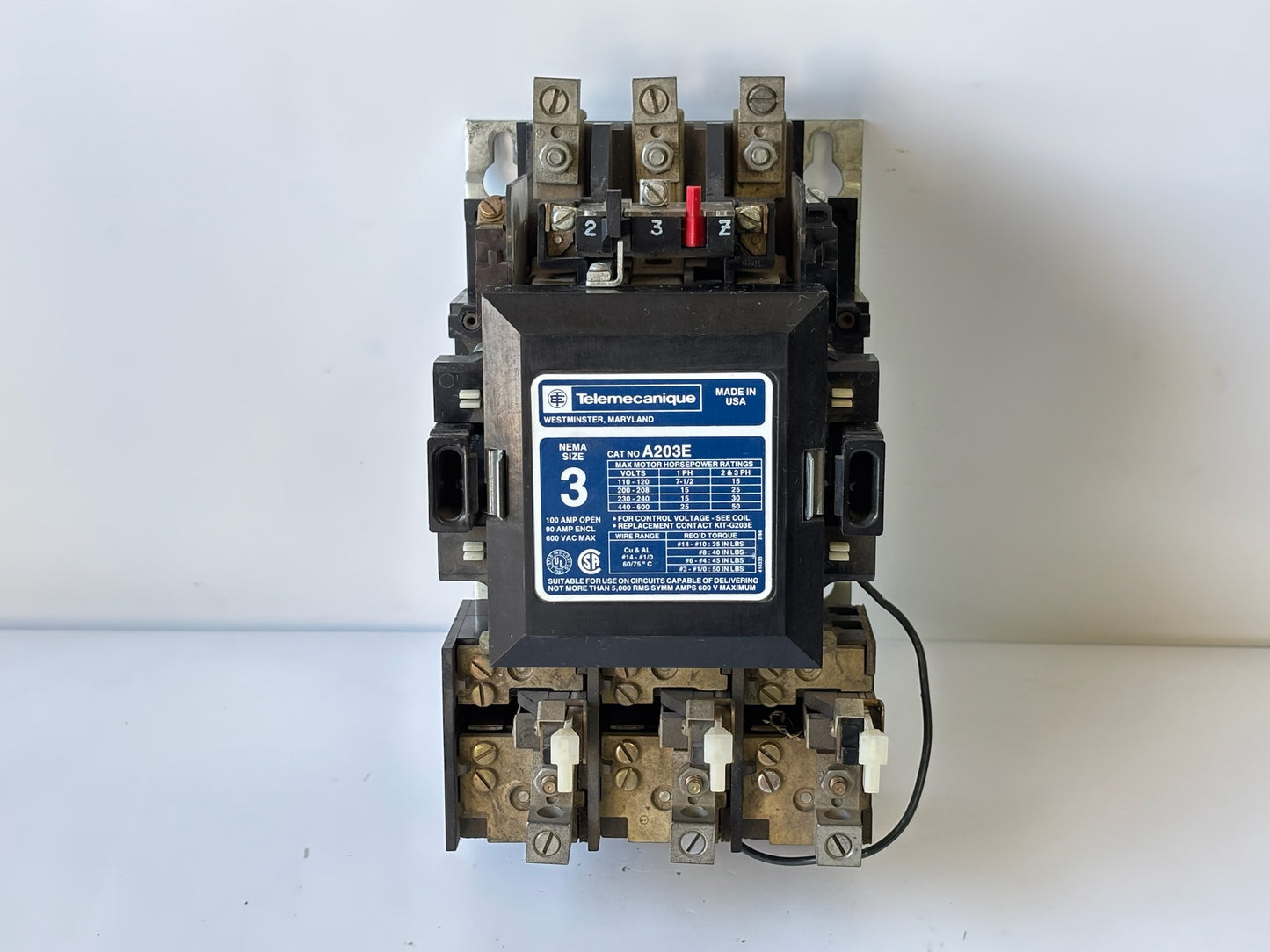 Telemecanique A203E Size 3 Full-Voltage Magnetic Starter 100 A Frame