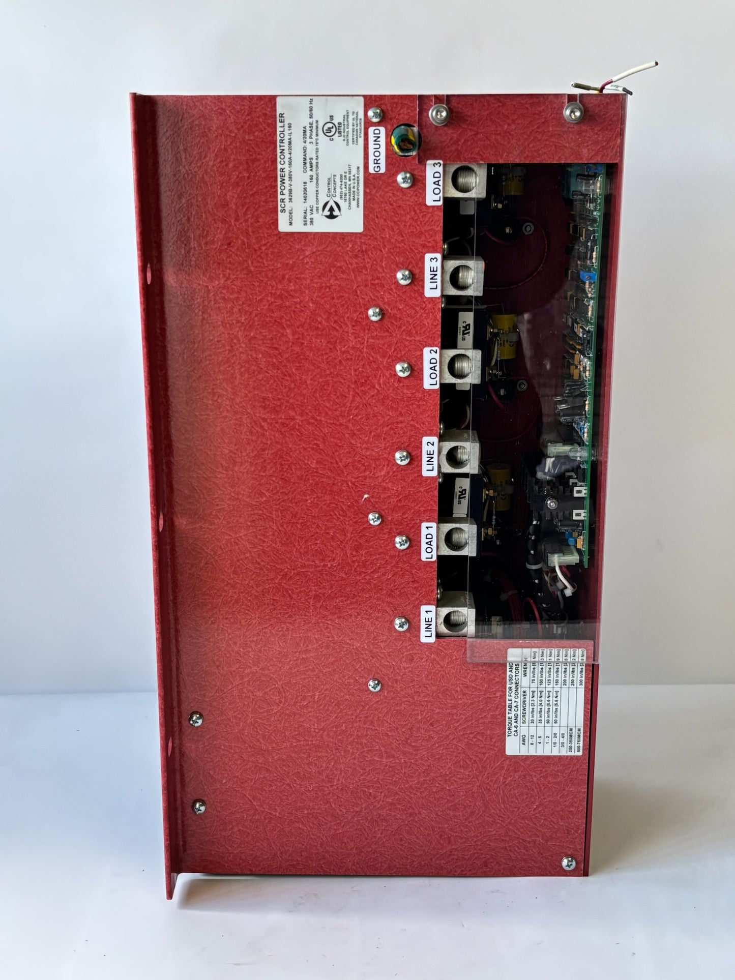 Control Concepts 3629B‑V‑380V‑160A Three-Phase SCR Power Controller 380V 160A