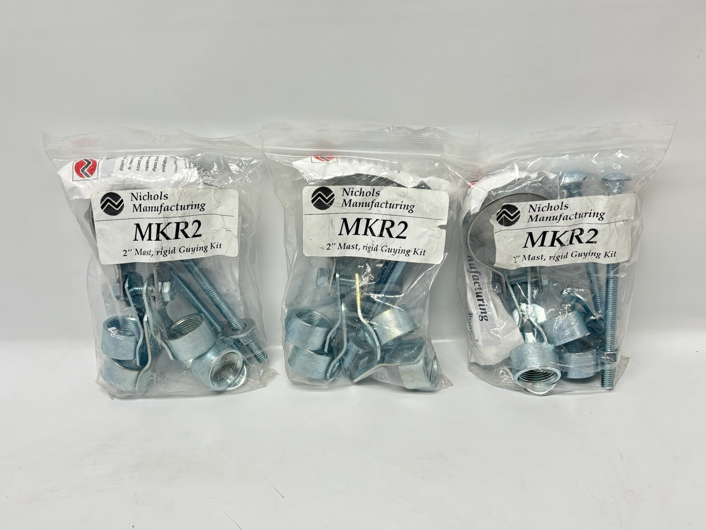 3PK Nichols MKR2 2" Rigid Mast Guying Kit, Galvanized Steel