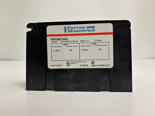 New No box Merson MPDB67403 Power Distribution Block, 3-Pole, 600V, 760A, Aluminum