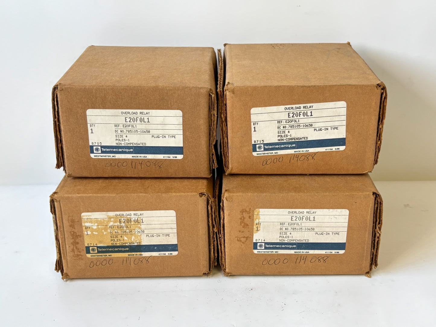 4PK Telemecanique E20F0L1 Size 4 Solid‑State Overload Relay Kit 85‑115 A 600 V