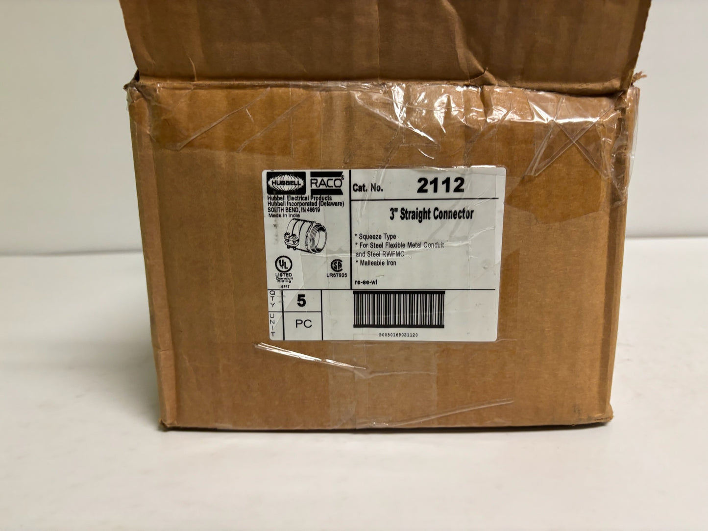 New Open 4 Pk Raco 2112 3 in. Uninsulated  Flex Straight Squeeze Connector
