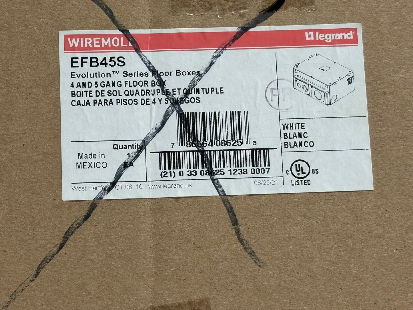 Legrand EFB45S – Evolution Series 4/5-Gang Recessed Floor Box