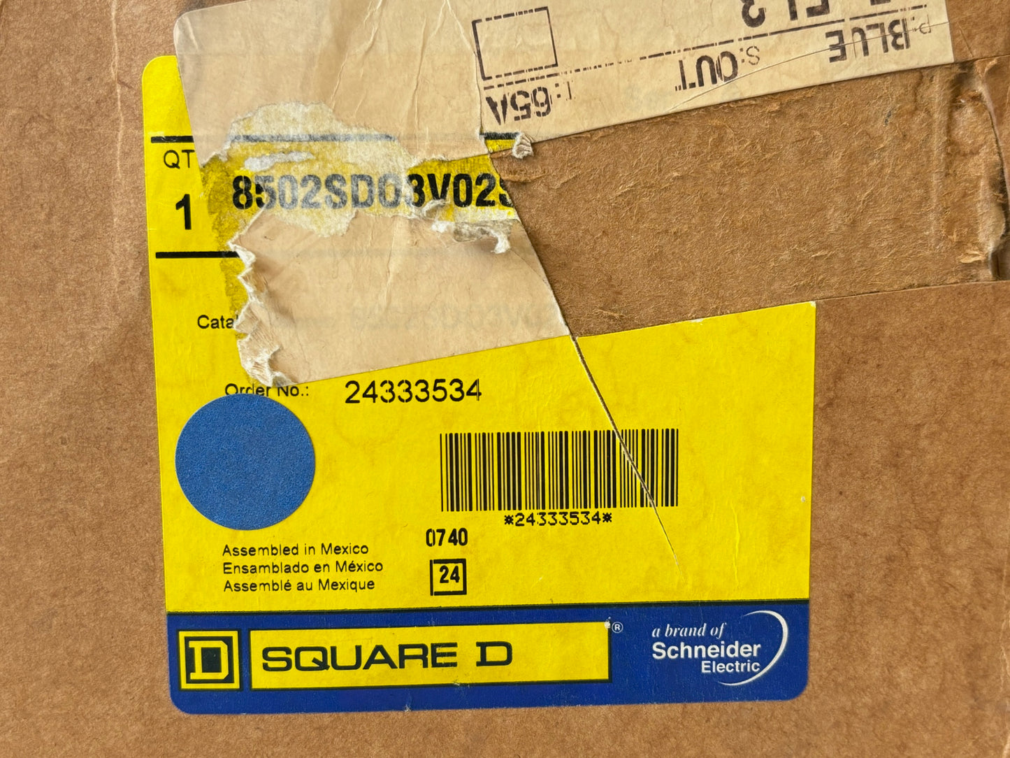 Square D 8502SDO3S NEMA Size 2 Non‑Reversing Contactor 45 A 600 V