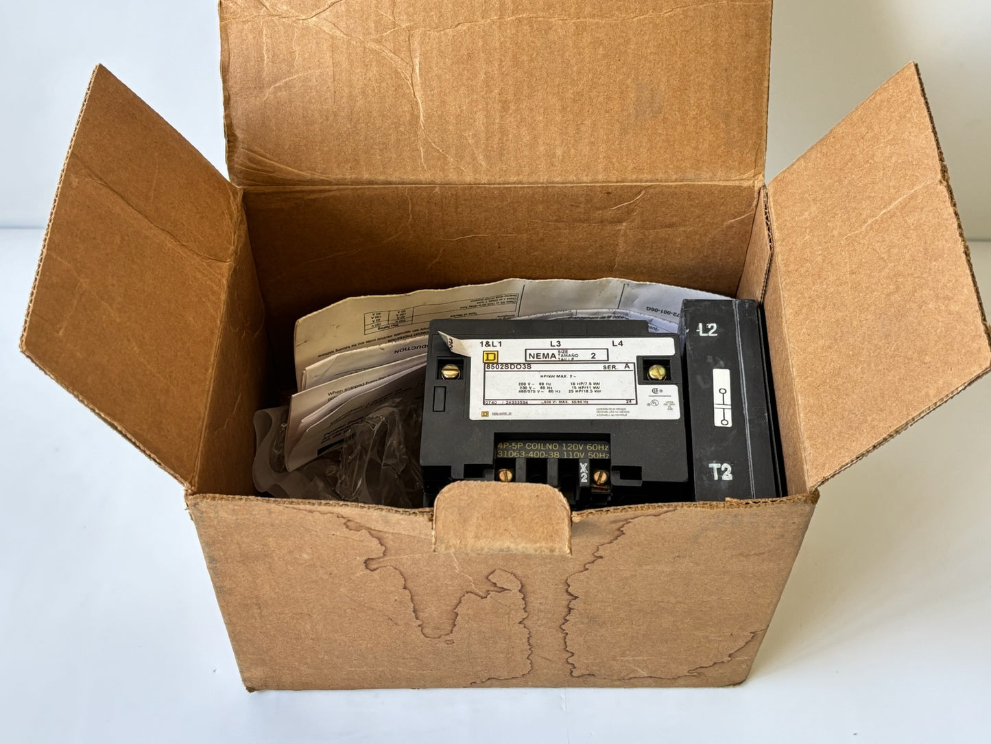 Square D 8502SDO3S NEMA Size 2 Non‑Reversing Contactor 45 A 600 V