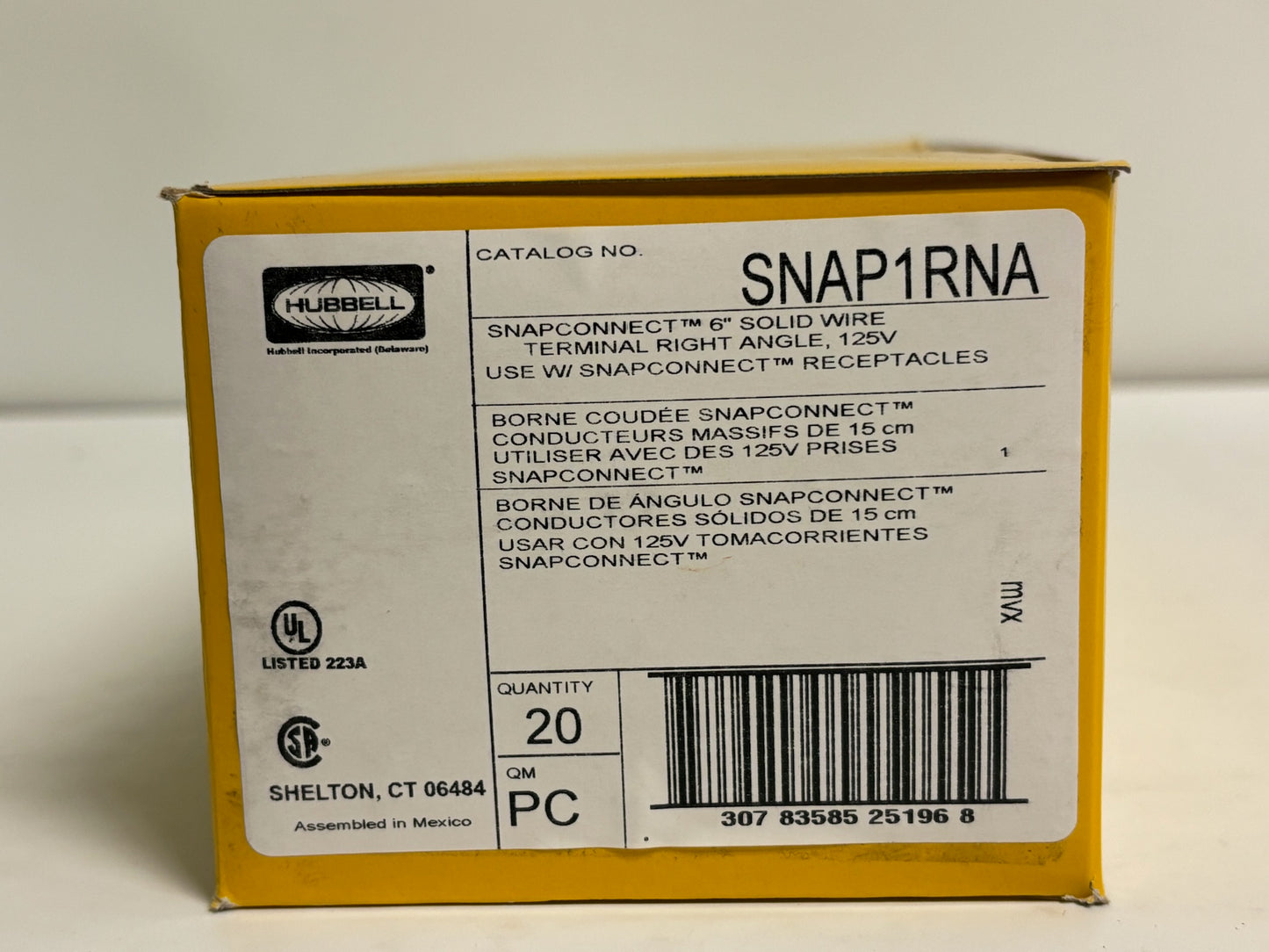 New 40 PK Hubbell SNAP1RNA 20A 125V - Right Angle Connector 2-Pole 3-Wire Grounding