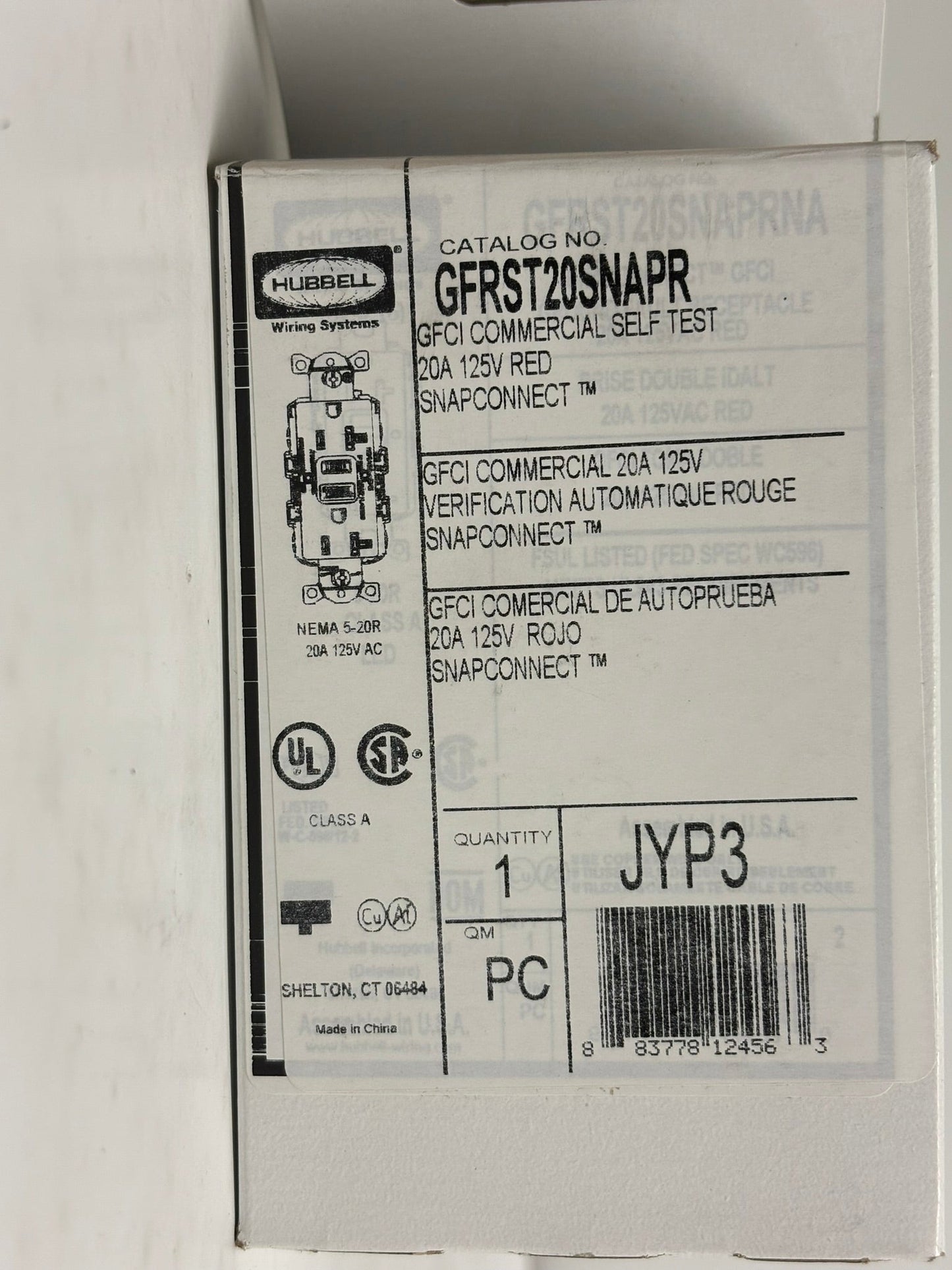 10 PK Hubbell GFRST20SNAPR – 20A Red Self-Test GFCI Receptacle with AUTOGUARD®