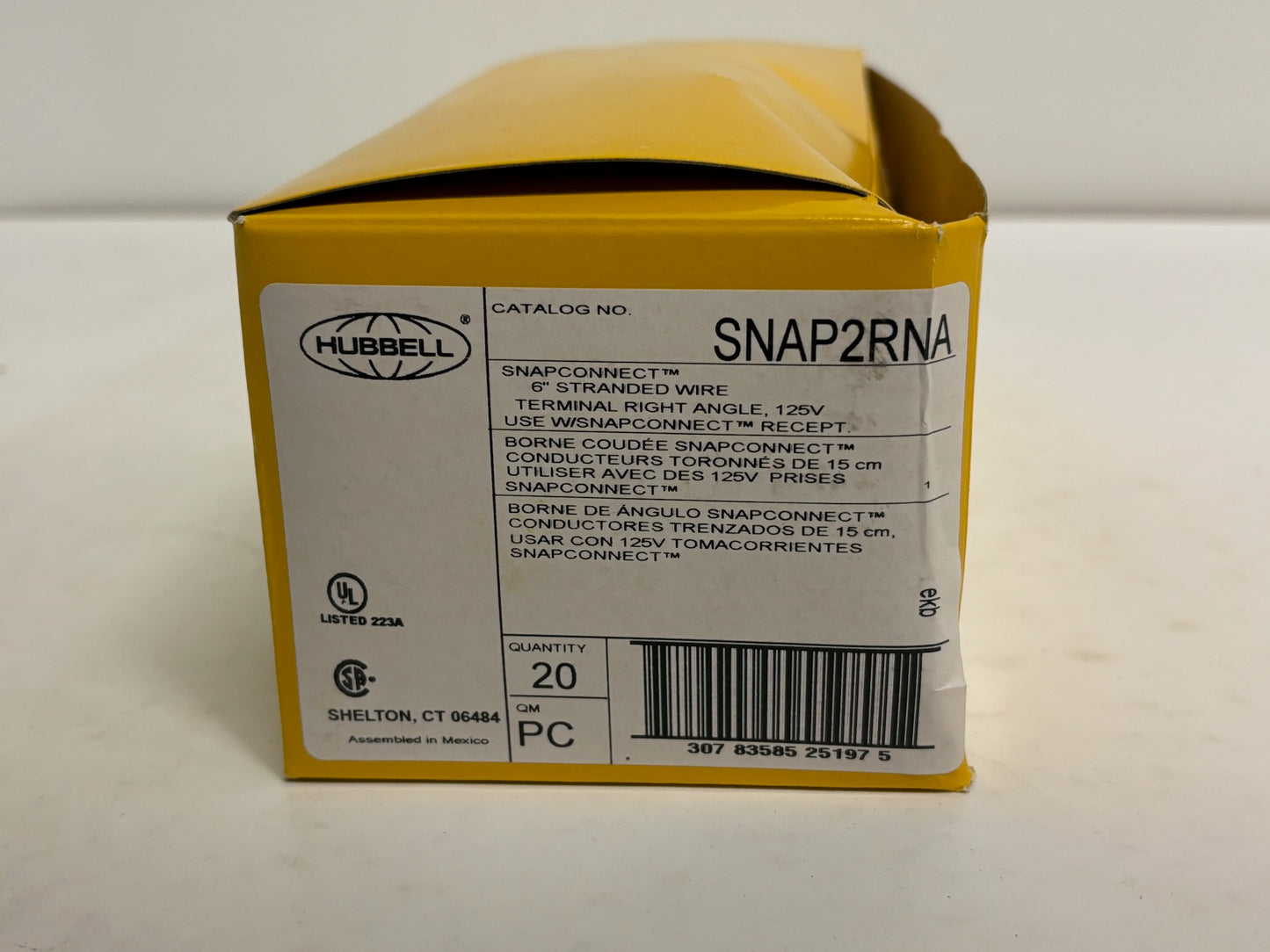 New 40 PK Hubbell SNAP2RNA 2-Pole 3-Wire Grounding, 20A 125V, Stranded, Right Angled