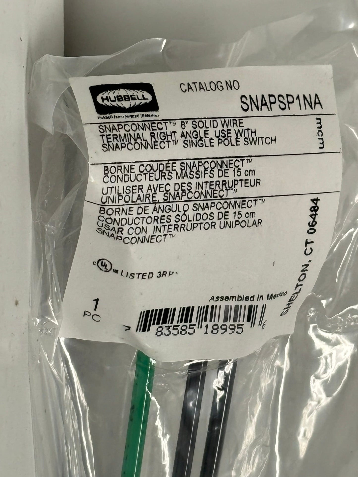 40 PK Hubbell SNAPSP1NA – 15/20A Single-Pole SNAPConnect Switch Connector