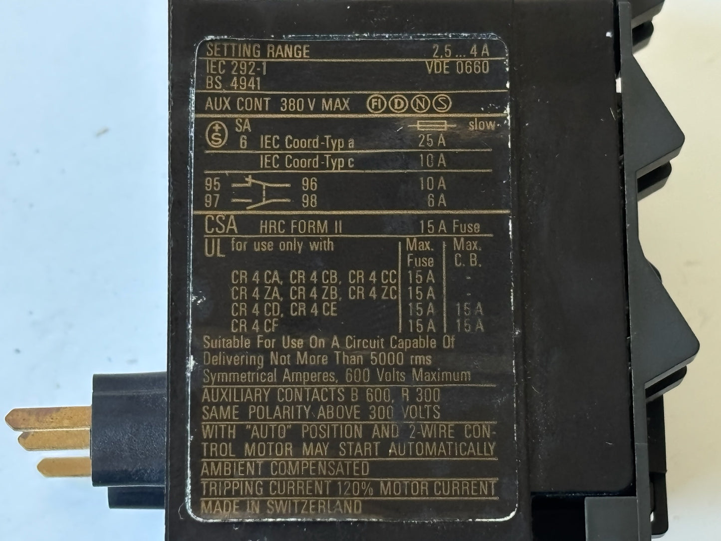 2PK General Electric CR4G1WJ Fixed‑Heater Overload Relay 2.5–4 A 600 V