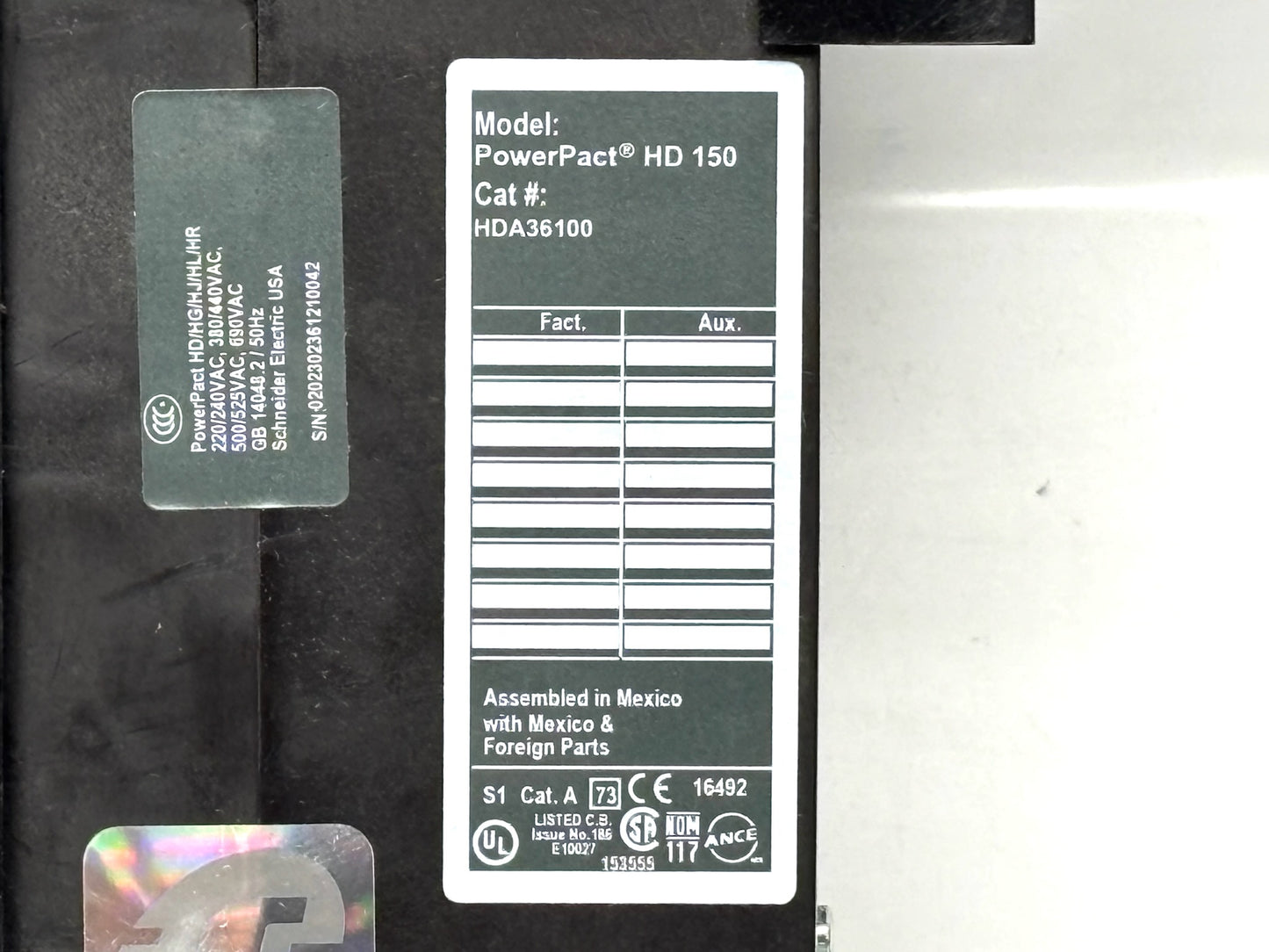 Square D PowerPact HDA36100 100 A 3‑Pole 600 V Molded Case Breaker