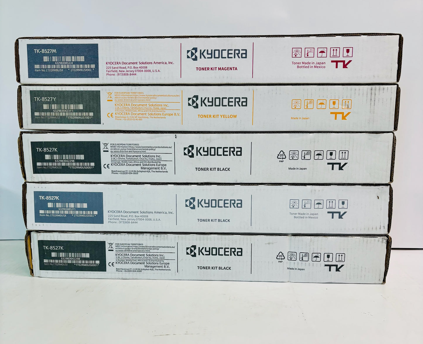5 OEM Kyocera TASKalfa 3552ci,3553ci Cyan, Magenta, Yellow & Black Toner TK-8527