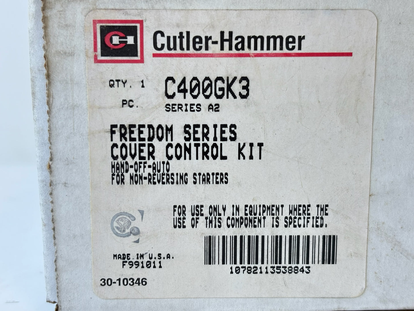 Cutler-Hammer C400GK3 Series A2 Selector Switch Kit HAND/OFF/AUTO NEMA 1