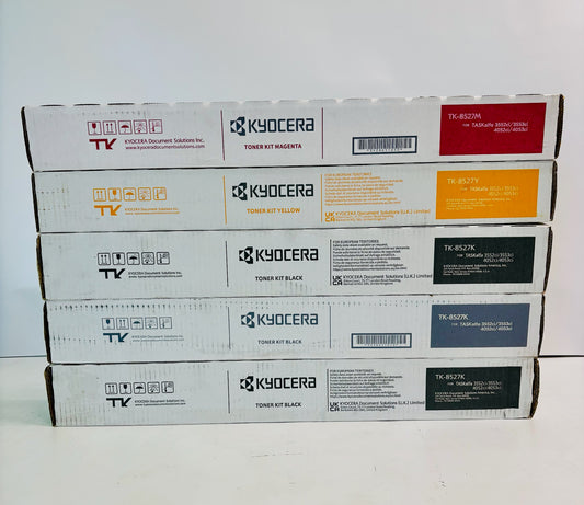 5 OEM Kyocera TASKalfa 3552ci,3553ci Cyan, Magenta, Yellow & Black Toner TK-8527
