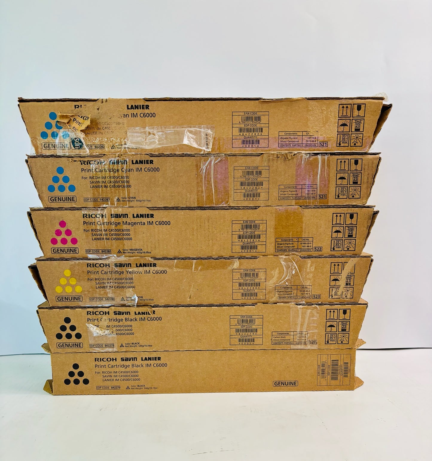 6 OEM Ricoh IM C4500,C6000 Cyan,Mag,Yel & Blk Toner 842279,842280,81,82 CCMYKK