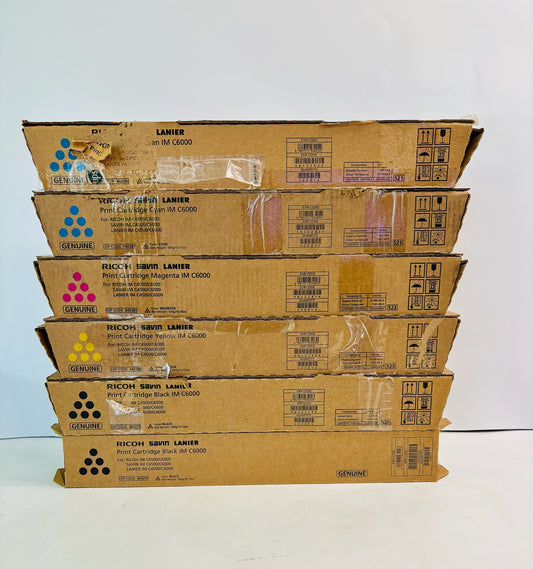 6 OEM Ricoh IM C4500,C6000 Cyan,Mag,Yel & Blk Toner 842279,842280,81,82 CCMYKK