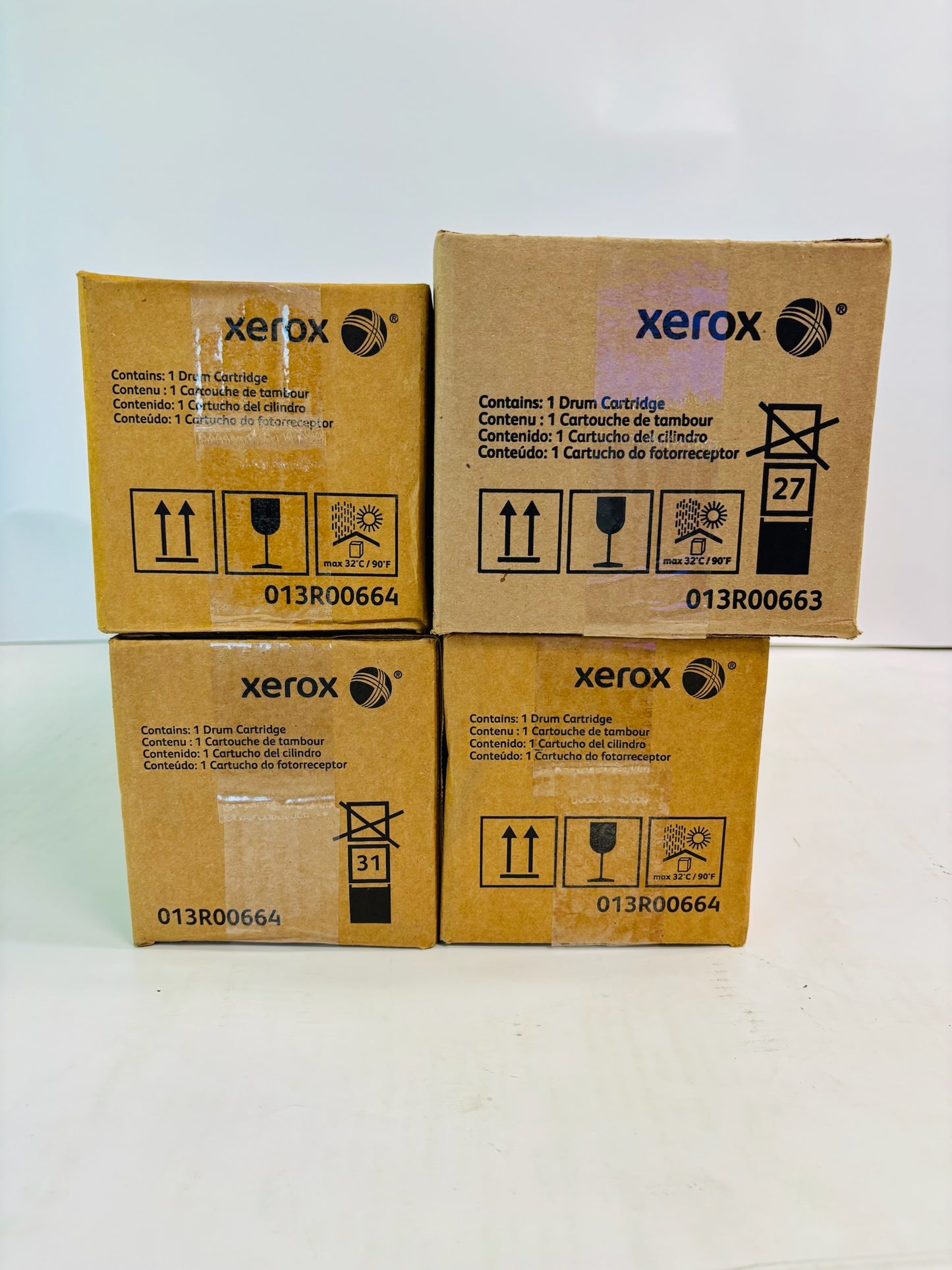 4 Genuine Xerox Color 550,560,570 Color & Black Drum 0013R00663,0013R00664