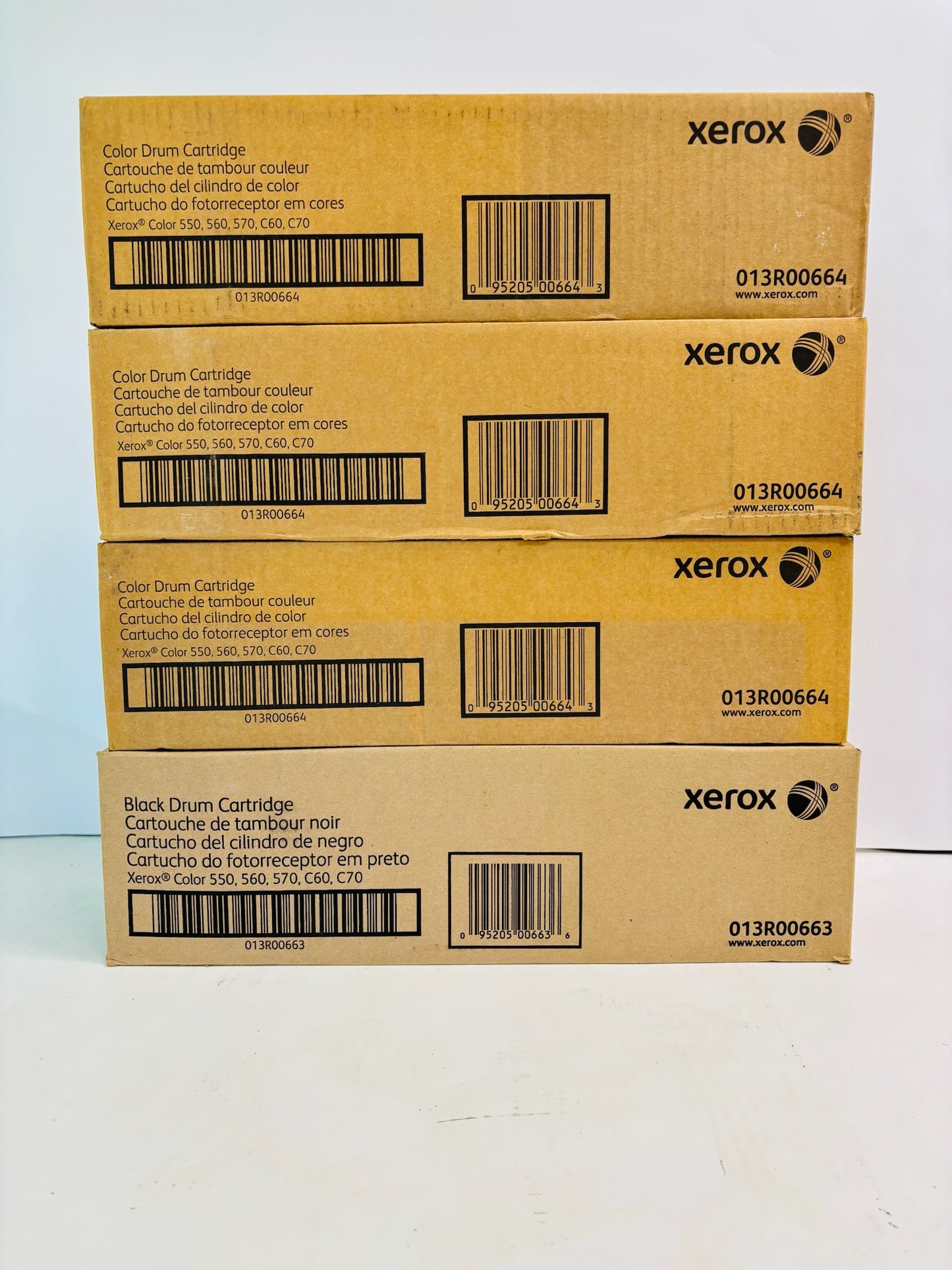 4 Genuine Xerox Color 550,560,570 Color & Black Drum 0013R00663,0013R00664