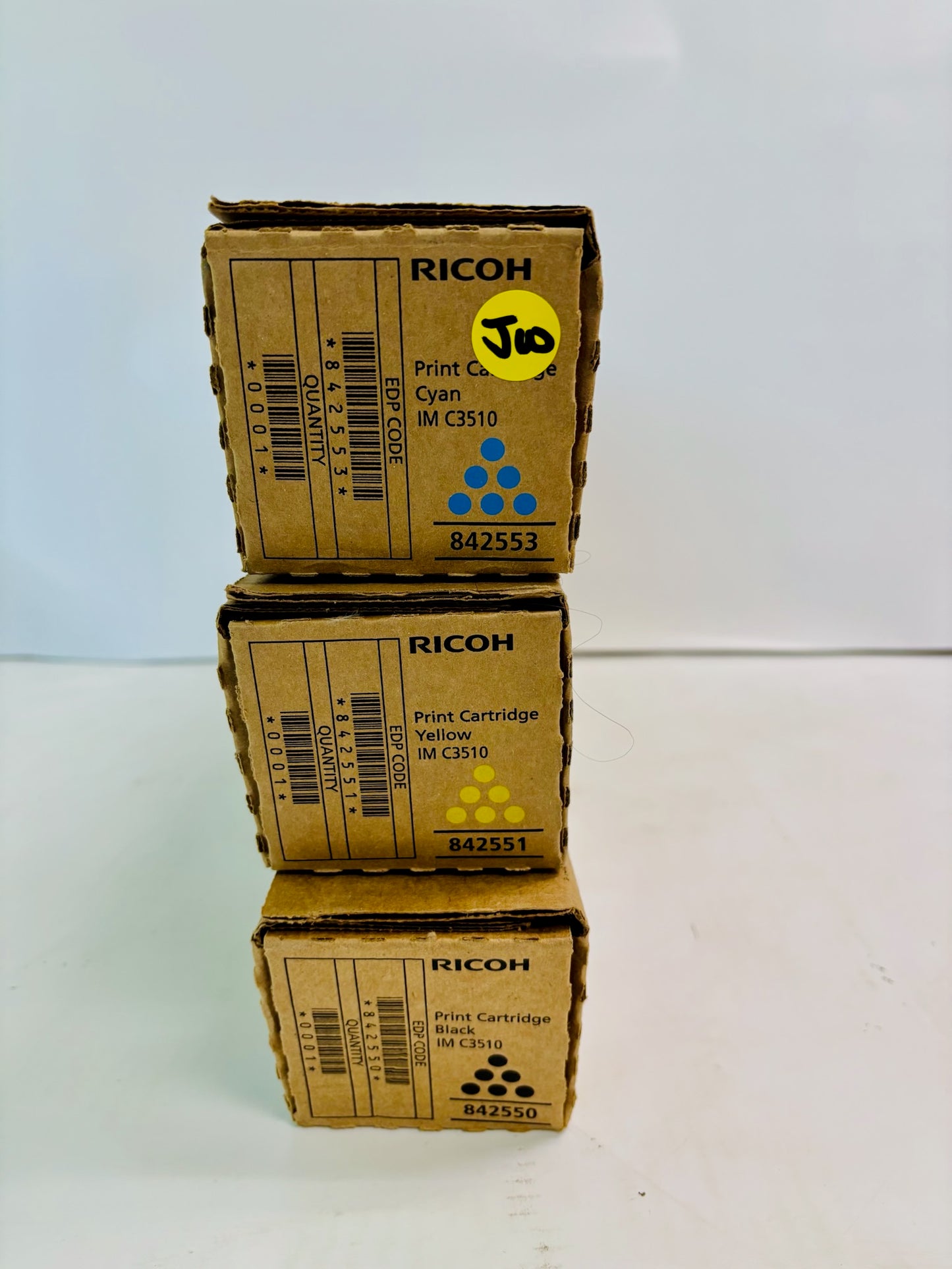 3 Genuine Ricoh IM C3010 Cyan, Yellow, & Black Print Cartridge 842550, 51,53