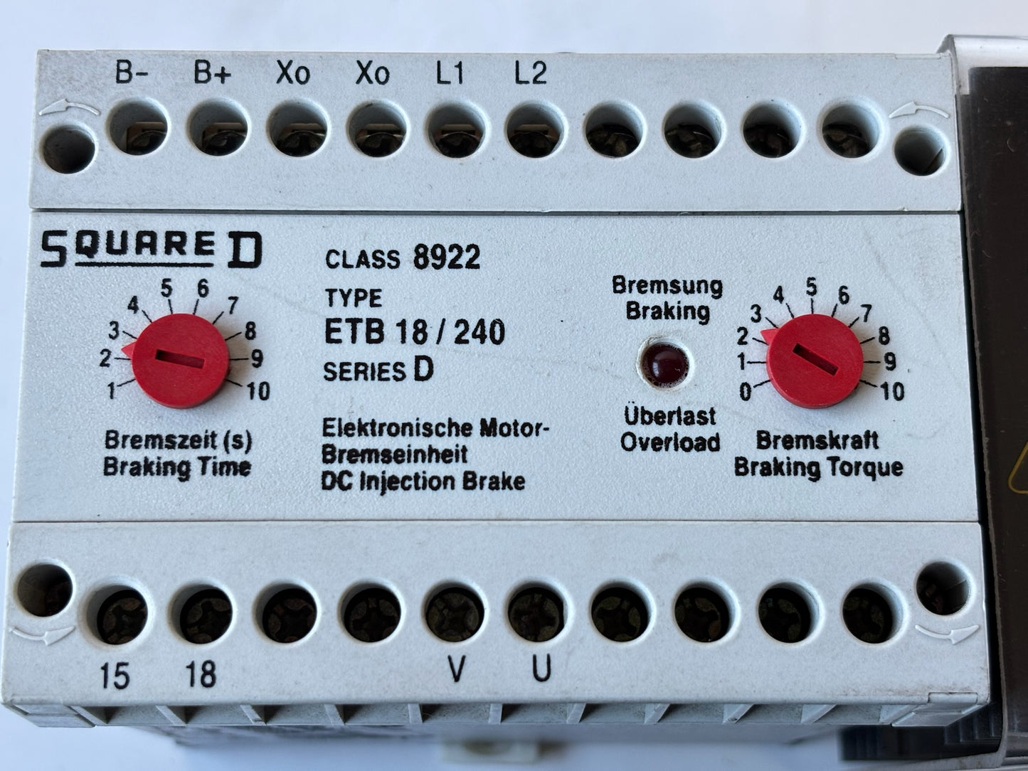 Square D 8922-ETB 18/240 DC Injection Brake Module Series-A Motor Stop