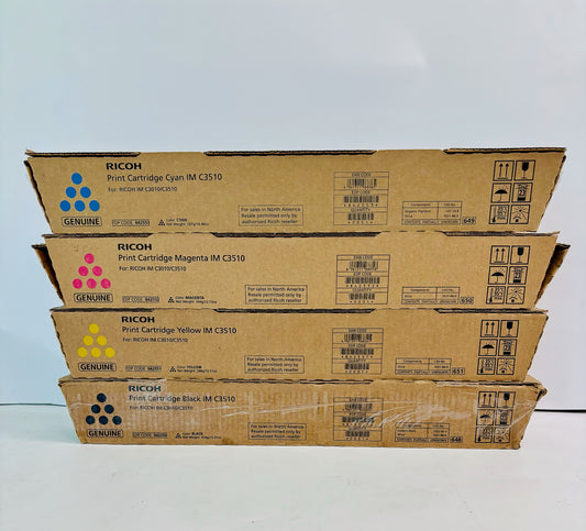 4 OEM Ricoh IM C3010 Cyan,Magenta, Yellow & Black Print Cartridge 842550, 51,52, 53